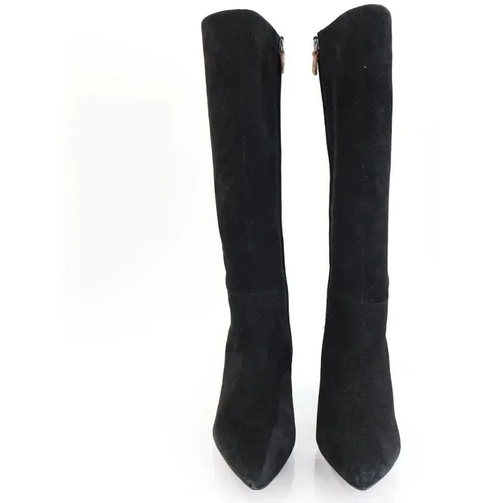 Gentle Souls by Kenneth Cole Dionne Black Suede Knee High Boots Block Heel 9.5